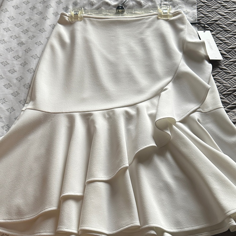 Calvin Klein Cream Ruffle Mini Skirt